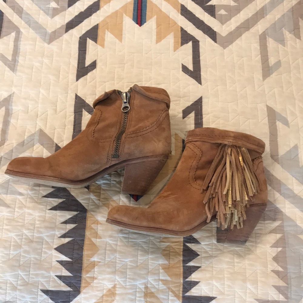 Brown Suede Ankle Boots with Fringe